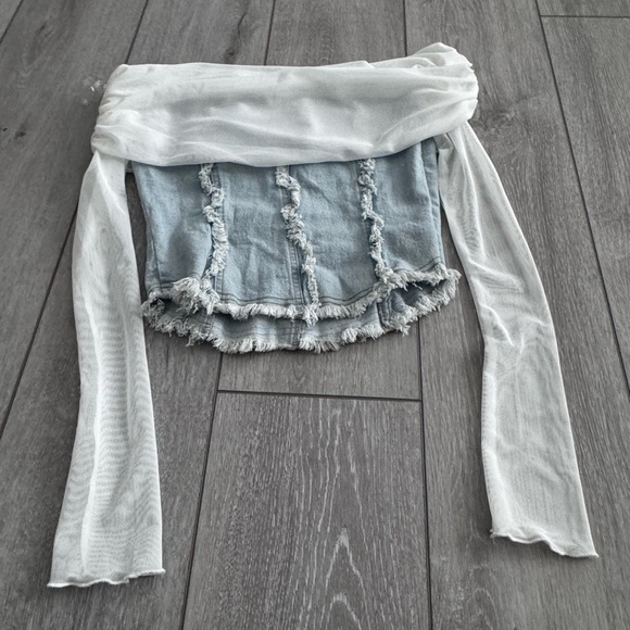 New pink mesh jean top new - Picture 7 of 7